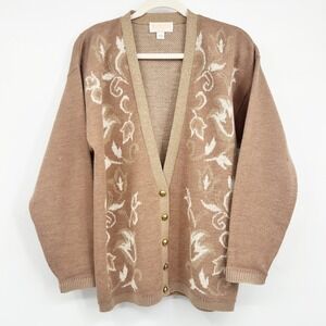 Pendleton Womens Vintage 70s Metallic Wool Floral Grandmacore Cardigan Sweater L